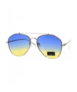 Womens Luxury Designer Crop Bottom Metal Rim Boyfriend Style Sunglasses - Gold Blue Yellow - CU18EQ953KZ $7.07 Rectangular