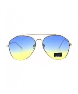 Womens Luxury Designer Crop Bottom Metal Rim Boyfriend Style Sunglasses - Gold Blue Yellow - CU18EQ953KZ $7.07 Rectangular