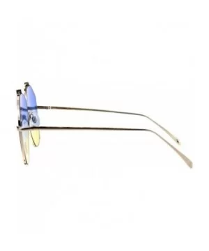 Womens Luxury Designer Crop Bottom Metal Rim Boyfriend Style Sunglasses - Gold Blue Yellow - CU18EQ953KZ $7.07 Rectangular