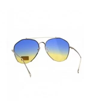 Womens Luxury Designer Crop Bottom Metal Rim Boyfriend Style Sunglasses - Gold Blue Yellow - CU18EQ953KZ $7.07 Rectangular