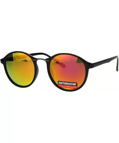 Mens Round Thin Plastic Retro Horn Rim Color Mirror Lens Sunglasses - Black Fuchsia - CR17YS8Q692 $8.35 Round