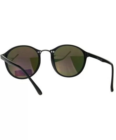 Mens Round Thin Plastic Retro Horn Rim Color Mirror Lens Sunglasses - Black Fuchsia - CR17YS8Q692 $8.35 Round