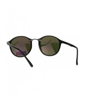 Mens Round Thin Plastic Retro Horn Rim Color Mirror Lens Sunglasses - Black Fuchsia - CR17YS8Q692 $8.35 Round