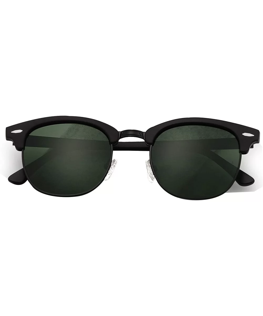 Stylish 80th Retro Unisex Polarized Sunglasses UV400 Classic Vintage Chic - Black Mat-green - CG18DT6RZGW $5.25 Oval