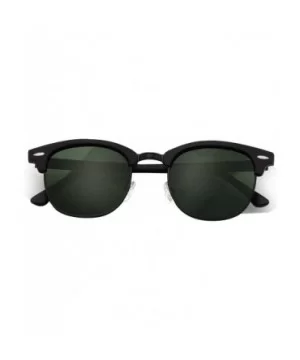 Stylish 80th Retro Unisex Polarized Sunglasses UV400 Classic Vintage Chic - Black Mat-green - CG18DT6RZGW $5.25 Oval