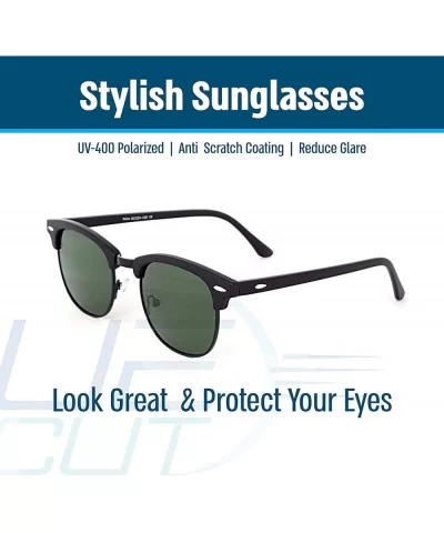 Stylish 80th Retro Unisex Polarized Sunglasses UV400 Classic Vintage Chic - Black Mat-green - CG18DT6RZGW $5.25 Oval