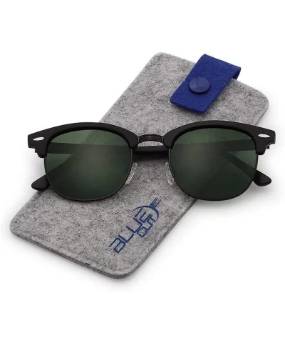 Stylish 80th Retro Unisex Polarized Sunglasses UV400 Classic Vintage Chic - Black Mat-green - CG18DT6RZGW $5.25 Oval