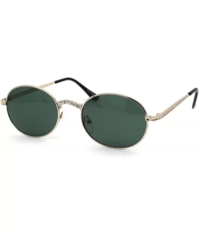 Oval Rhinestone Jewel Encrust Round Pimp Metal Rim Sunglasses - Gold Green - C4193EWDL94 $7.15 Oval