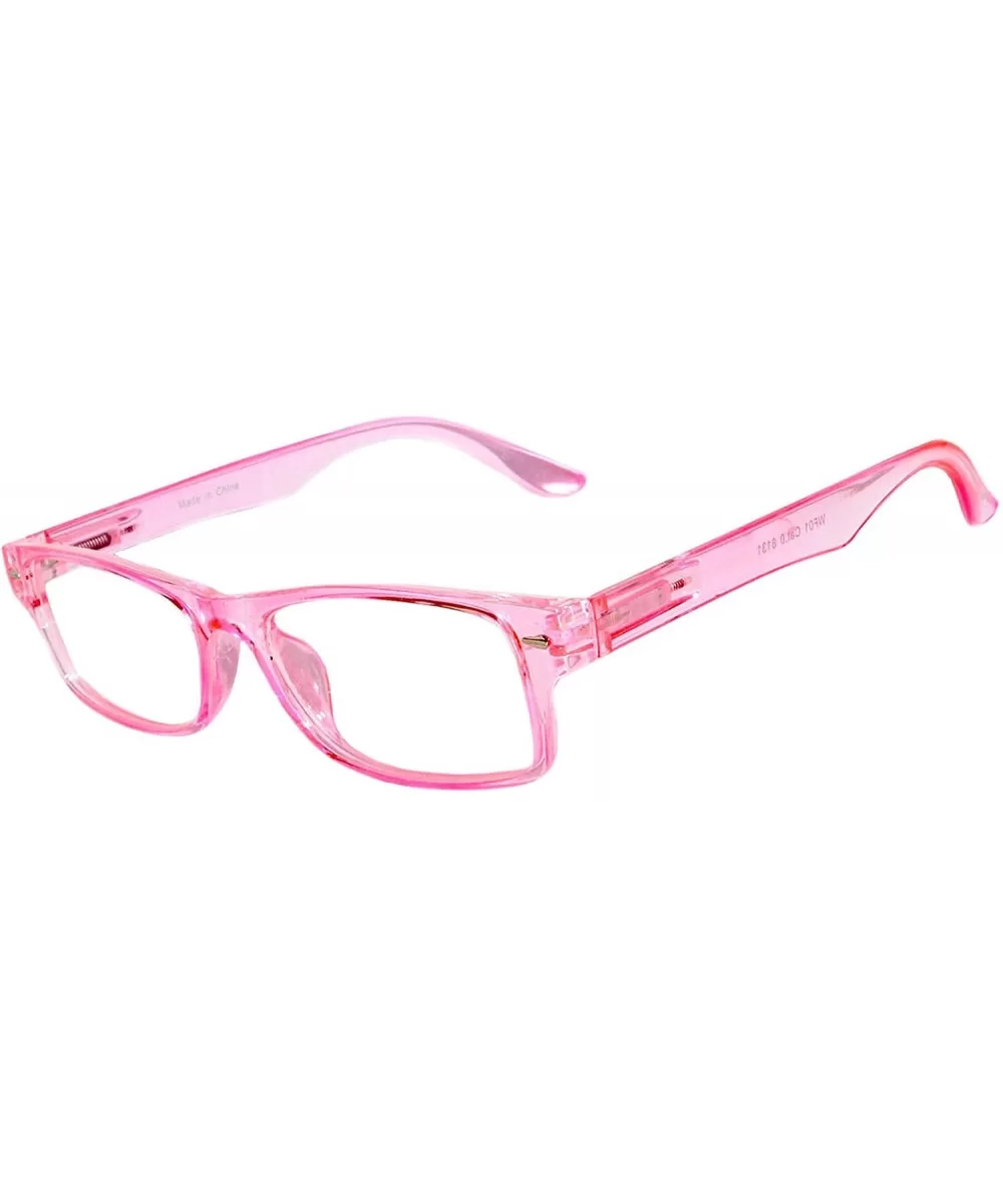 Fashion Retro Style Narrow Rectangular Colorful Frame Clear Lens Sunglasses - Pink - CO182GLRO7T $7.56 Rectangular