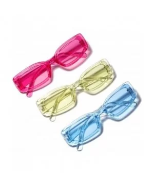 Men's and Women's Retro Square Resin lens Candy Colors Sunglasses UV400 - Green - CY18NT203HA $6.49 Oval