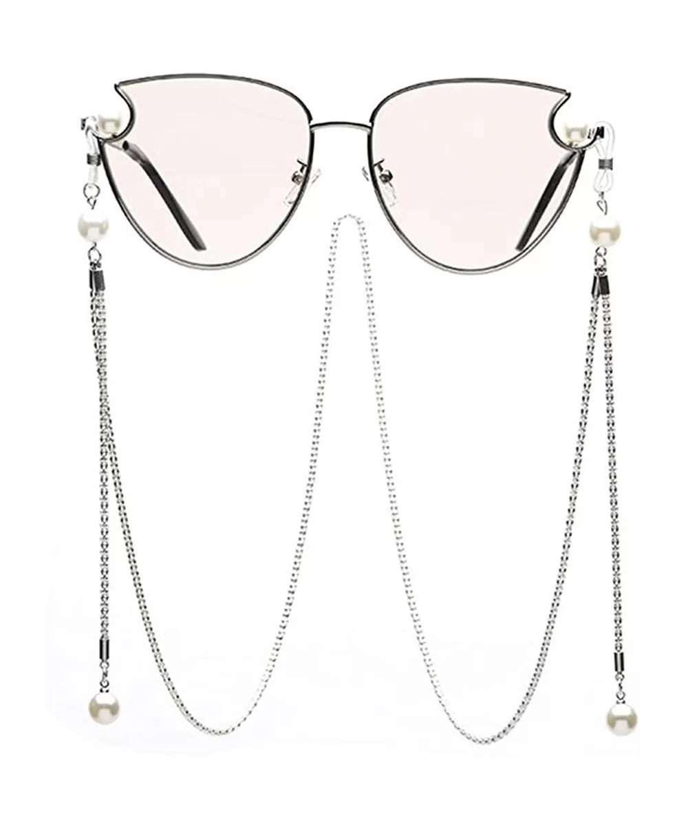 Fashion Sunglasses with Gold Pearl Eyeglass Chain for Women-Eyewear Lanyard Retainer for Girls - Champagne - CC1902AA3D2 $15....