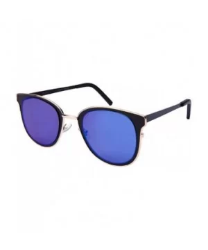 Unique Metal Framed Cat Eye Sunnies w/Flat Mirror Lens 25147-FLREV - Matte Black - C512NSV7VFM $6.10 Cat Eye