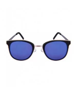 Unique Metal Framed Cat Eye Sunnies w/Flat Mirror Lens 25147-FLREV - Matte Black - C512NSV7VFM $6.10 Cat Eye