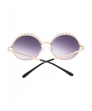 Stylish Round Pearl Decor Sunglasses UV Protection Metal Frame - Pearl-gray Lens - CI197UYCYGM $7.80 Rimless