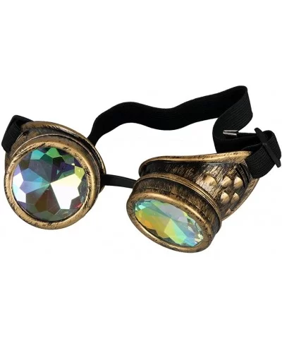 Vintage STEAMPUNK GOGGLES Glasses Bling Lens Goth COSPLAY PARTY Sunglasses - Brass - CY12N1FQ7M7 $8.04 Sport