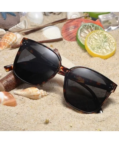 Oversized Square Polarized Sunglasses For Women With Rivets Retro Vintage UV Protection - C6190EK85D7 $9.81 Oversized