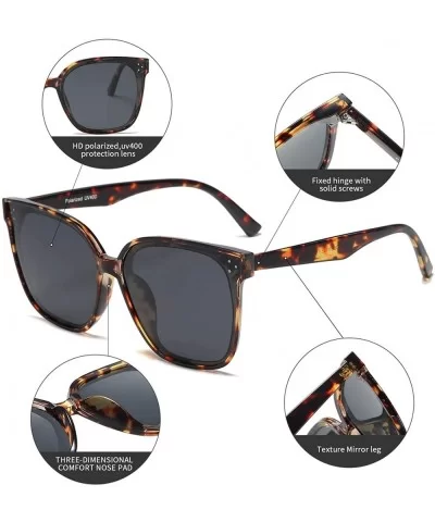 Oversized Square Polarized Sunglasses For Women With Rivets Retro Vintage UV Protection - C6190EK85D7 $9.81 Oversized