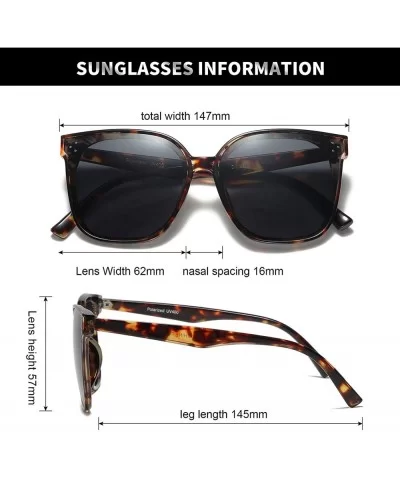 Oversized Square Polarized Sunglasses For Women With Rivets Retro Vintage UV Protection - C6190EK85D7 $9.81 Oversized