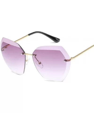 Sunglasses for Women Oversized Rimless Diamond Cutting Lens Sun Glasses - E - CU18EI7MNHE $5.22 Oversized