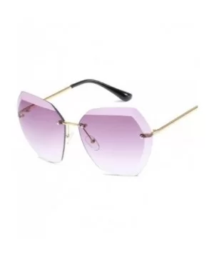 Sunglasses for Women Oversized Rimless Diamond Cutting Lens Sun Glasses - E - CU18EI7MNHE $5.22 Oversized