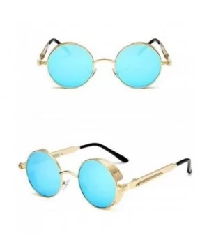 NEW MODEL 2018!!! Vintage Polarized Steampunk Sunglasses Retro Cool Round Mirrored Lens Glasses - Gold Green - CR18EL00WHI $6...