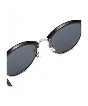 Classic Polarized sunglasses Men Women rivets Fashion round Driving sun glasses - Black/Blue - CY1854GKGHN $9.23 Round