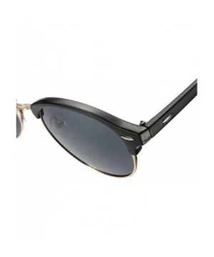 Classic Polarized sunglasses Men Women rivets Fashion round Driving sun glasses - Black/Blue - CY1854GKGHN $9.23 Round