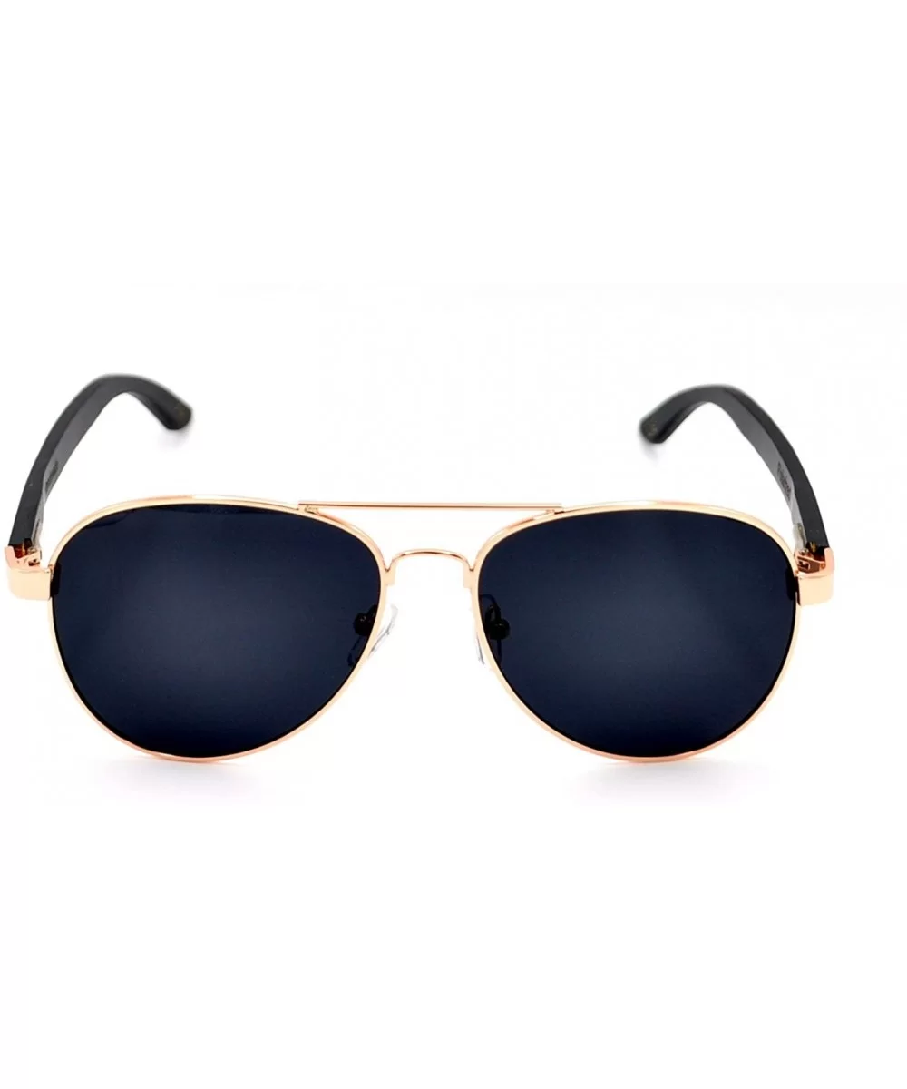 Wood Aviators Sunglasses Polarized Lens Handmade with Bamboo Case - Black Bamboo - CN18EDGTIW3 $19.67 Aviator