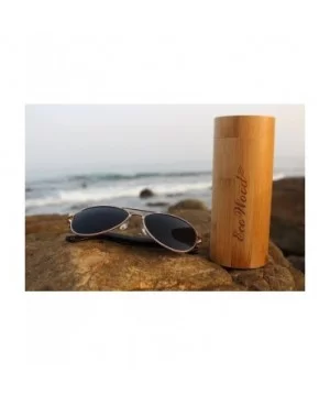 Wood Aviators Sunglasses Polarized Lens Handmade with Bamboo Case - Black Bamboo - CN18EDGTIW3 $19.67 Aviator