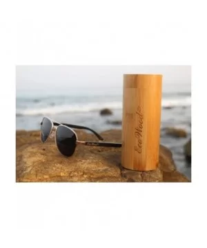 Wood Aviators Sunglasses Polarized Lens Handmade with Bamboo Case - Black Bamboo - CN18EDGTIW3 $19.67 Aviator