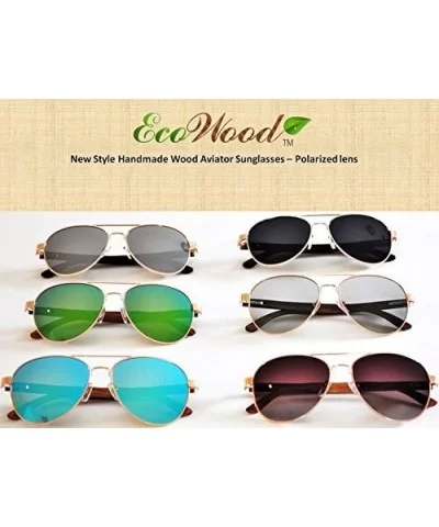 Wood Aviators Sunglasses Polarized Lens Handmade with Bamboo Case - Black Bamboo - CN18EDGTIW3 $19.67 Aviator