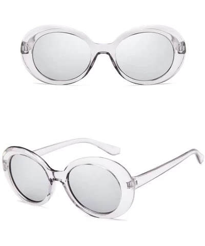 Plastic Bold Oval Frame Novelty Goggle Eye Round Sunglasses - Grey+silver - CR189OYEXXY $5.11 Goggle