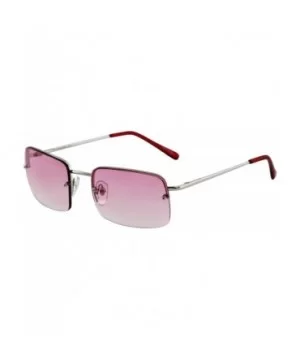 Minimalist Medium Rectangular Sunglasses Clear Eyewear Spring Hinge - Silver/Pink - CJ195MTI24R $5.64 Rectangular