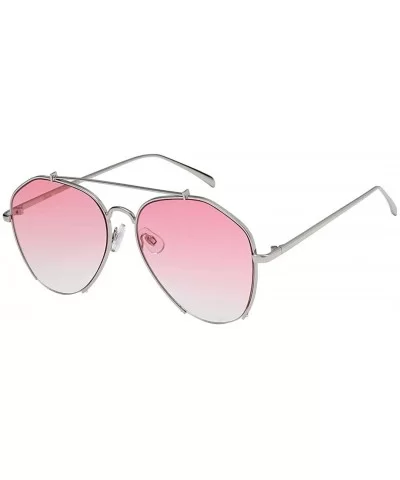 Women's Semi Rimless Aviator Sunglasses - Silver and Pink - CV18IHIE7W9 $5.66 Aviator