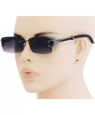 Mens Fashion Gold Stylish Glasses Clear Lens Rectangular Retro Rimless Tinted Sunglasses for Women - C518Z529WST $11.04 Recta...