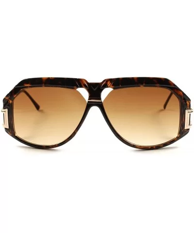 Classic Hip Hop Swag Retro Wide Face Mens Oversized Tortoise Square Sunglasses - CA1802NUNM3 $9.90 Oversized