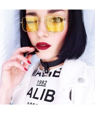 Vintage Small Square Sunglasses Women Red Yellow Clear Lens Sun Glasses Lady Retro Female Ocean Eyewear - C7198ZUD74L $37.61 ...