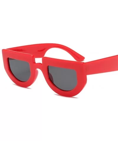 Women Sunglasses Half Round Thick Frame Retro Sun Glasses Female Accessories - Red With Black - C718GAASL9O $7.14 Round