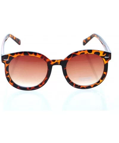 Men Women Oversized Sunglasses Round Frame Horn Rim - Tortoise/Amber - CJ11IT1X1N7 $5.71 Square