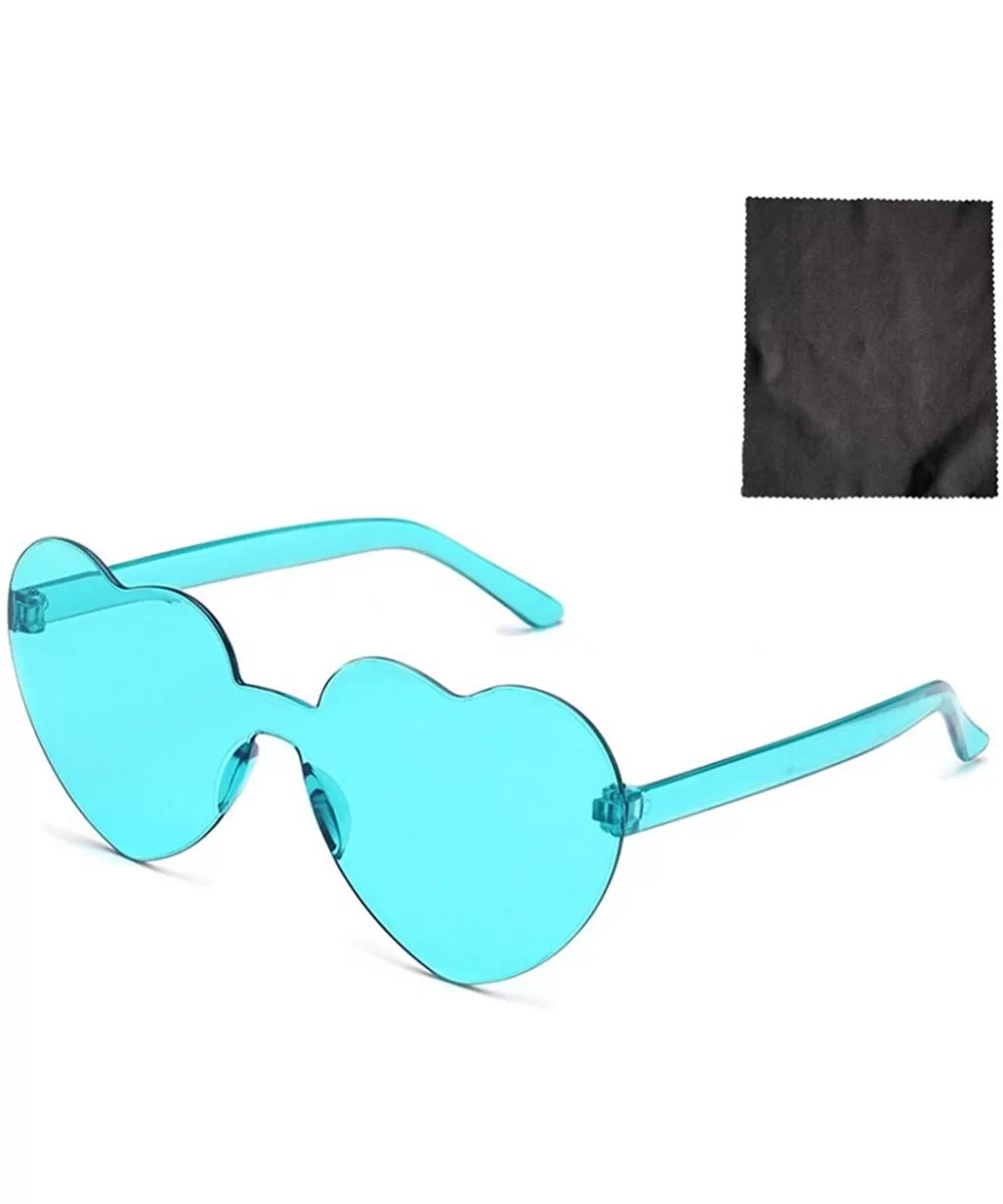 Women Heart Shaped Sunglasses Rimless Transparent Candy Color Frameless Glasses - CB1908NGMWR $5.41 Rimless