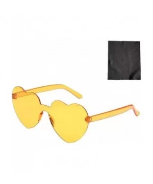 Heart Shaped Rimless Sunglasses One Pieces Transparent Candy Color Frameless Glasses Love Eyewear - G - C41905M9DRR $13.52 Oval