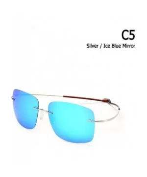 Rimless Square Titanium Sunglasses Men Ultralight Driving Design Sun Glasses - C5 - CL18Y8GY7WO $23.69 Rectangular