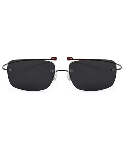 Rimless Square Titanium Sunglasses Men Ultralight Driving Design Sun Glasses - C5 - CL18Y8GY7WO $23.69 Rectangular