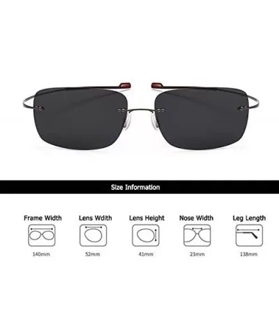 Rimless Square Titanium Sunglasses Men Ultralight Driving Design Sun Glasses - C5 - CL18Y8GY7WO $23.69 Rectangular