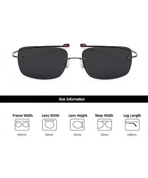 Rimless Square Titanium Sunglasses Men Ultralight Driving Design Sun Glasses - C5 - CL18Y8GY7WO $23.69 Rectangular