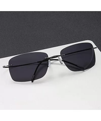 Rimless Square Titanium Sunglasses Men Ultralight Driving Design Sun Glasses - C5 - CL18Y8GY7WO $23.69 Rectangular