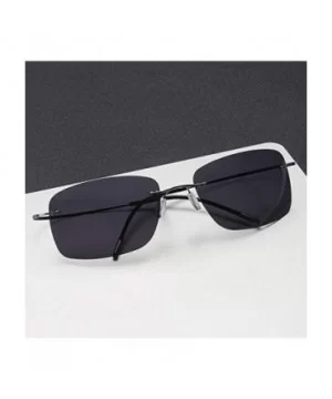 Rimless Square Titanium Sunglasses Men Ultralight Driving Design Sun Glasses - C5 - CL18Y8GY7WO $23.69 Rectangular