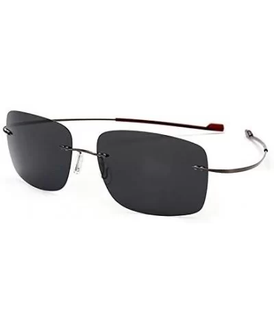 Rimless Square Titanium Sunglasses Men Ultralight Driving Design Sun Glasses - C5 - CL18Y8GY7WO $23.69 Rectangular