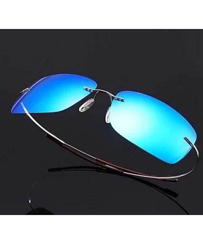 Rimless Square Titanium Sunglasses Men Ultralight Driving Design Sun Glasses - C5 - CL18Y8GY7WO $23.69 Rectangular