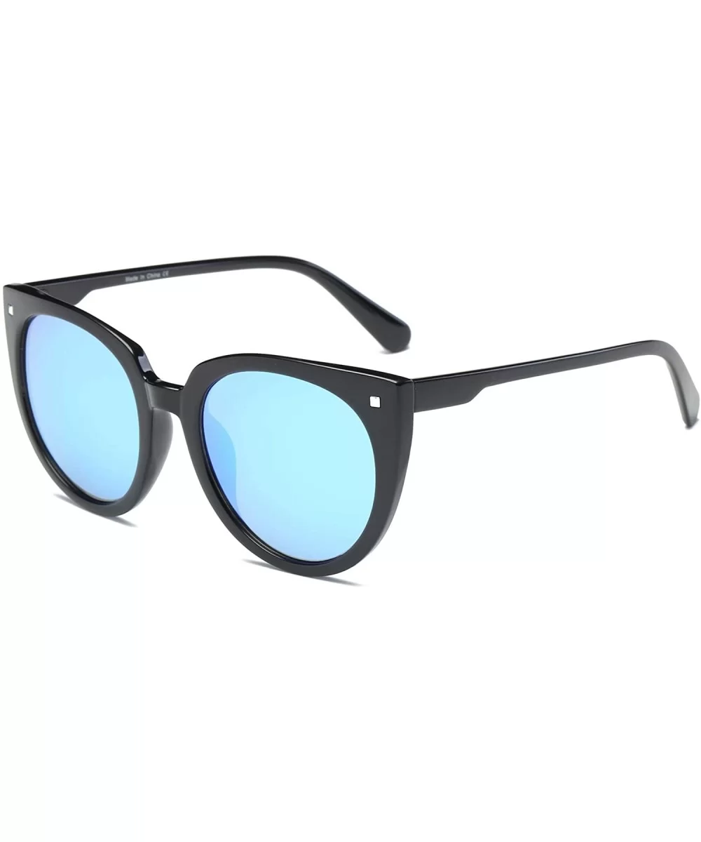 Women Retro Vintage Round Cat Eye Oversized Fashion Sunglasses - Blue - CI18WR9T6UK $13.87 Oversized